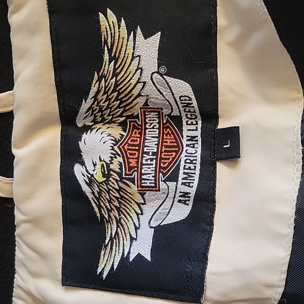 Harley-Davidson Puffer Jacket, Cream/Black, Large, EUC/Vintage - Picture 9 of 12